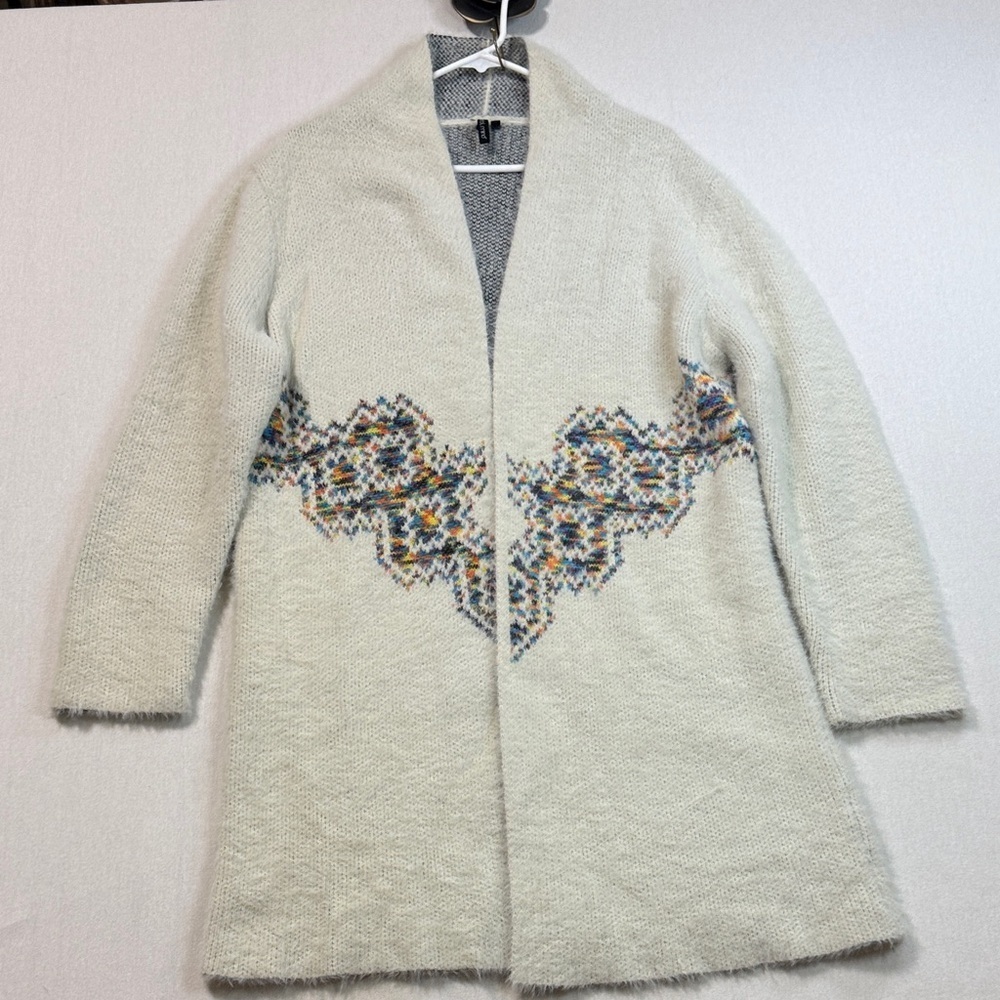 Chic Cream Patterned Women's Cardigan